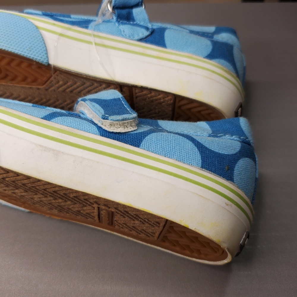 Morgan & Milo Girls Canvas Polka Dot Blue Shoes 8.5 - Picture 7 of 9